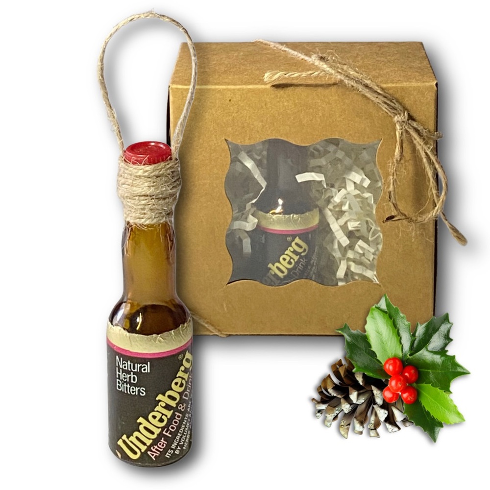 Underberg Alcoholic Herbal Bitters Artisan Vintage Glass Bottle Ornament